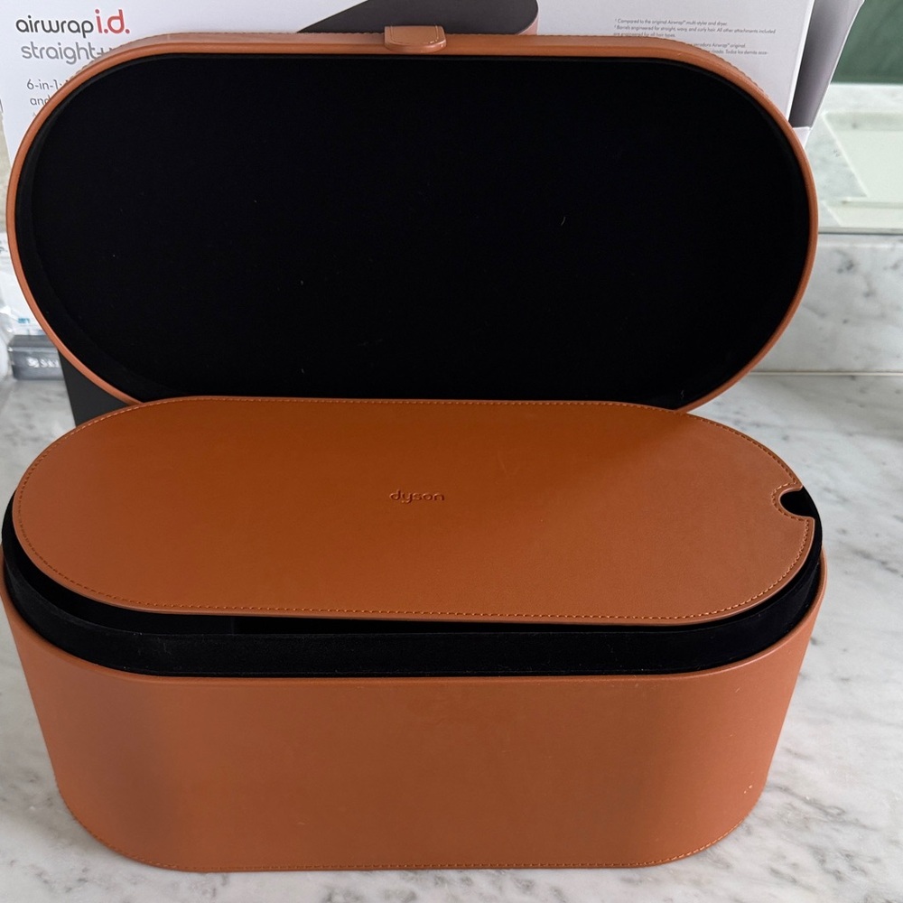 Dyson Saddle Brown Leather Travel Case with Black Interior accessories only!